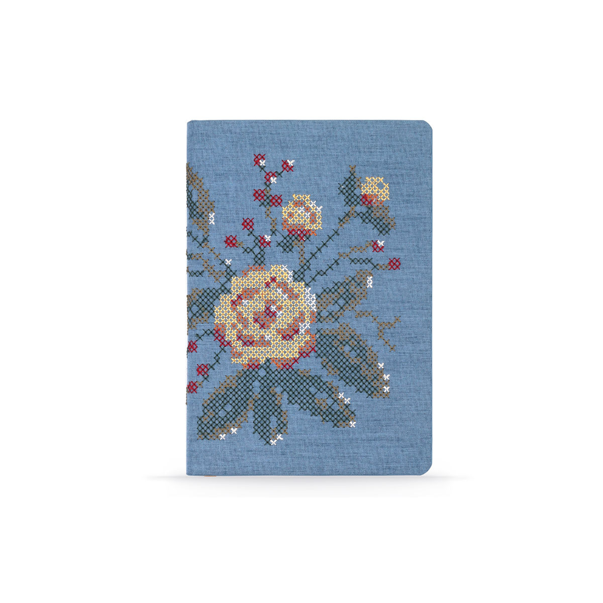 Cross Stitch Flowers Embroidered Journal