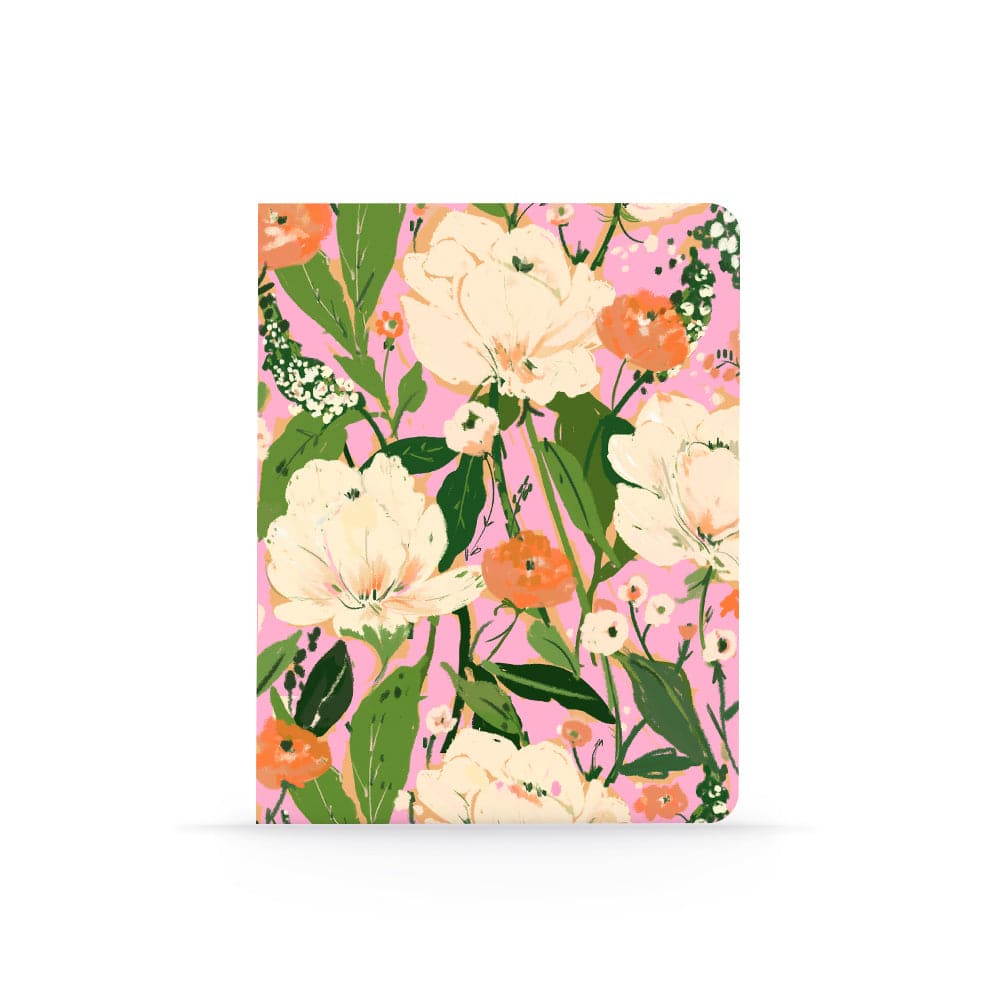 Floral on Pink Medium Layflat Lined Notebook